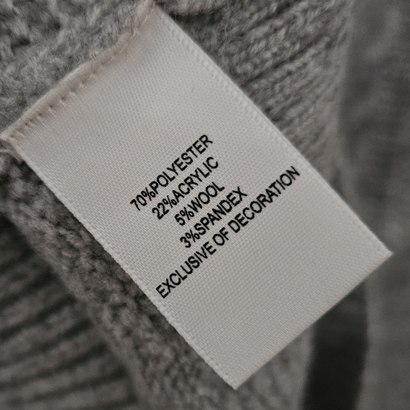 NEW! JOIE Gray Cable Knit Velvet Bow Oversized Cardigan Small. - Picture 6 of 6